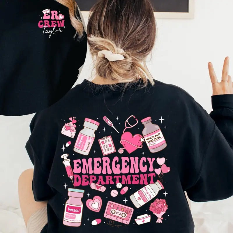 Emergency Department Valentine Crewneck, Valentine ER Nurse, Emergency Room Nurse Gift, Valentines Day Gift For Nurse, Nursing Student Shirt
