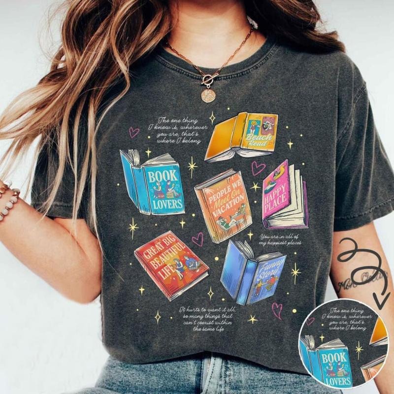 Emily Henry Books Collection Shirt, Great Big Beautiful Life T-Shirt, Romance Reader Shirt, Happy Place Beach Read Merch, Looks