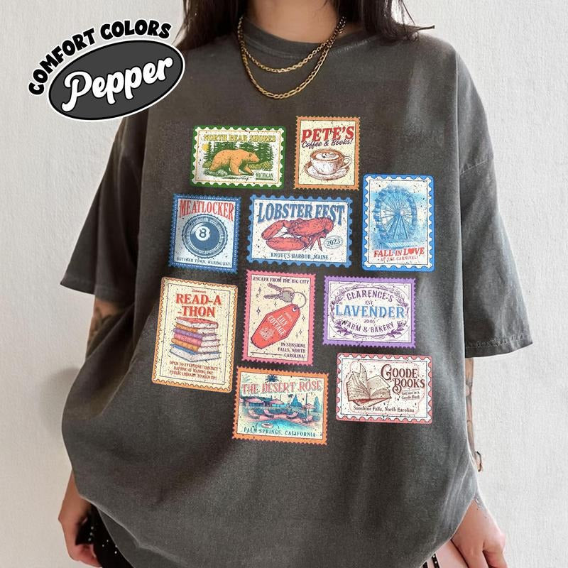 Emily Henry Books Stamp Shirt Comfort Colors, Beach Read Shirt, Sunshine Falls Shirt, Happy Place Inspired Shirt, Book Lovers Tee Cotton Fabric