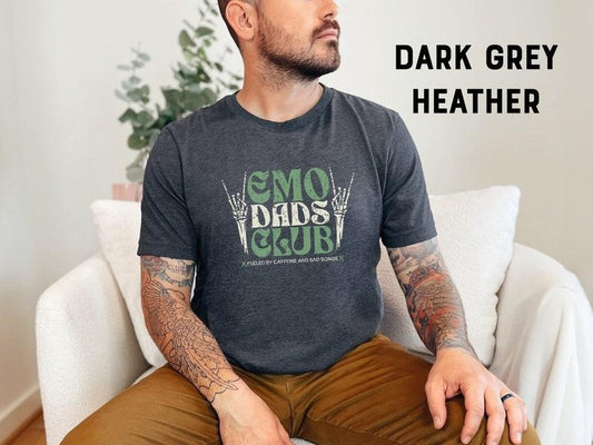 Emo Dads Club Unisex Jersey Short Sleeve Tee - Dark Grey Heather, Emo Dad, Elder Emo Dad, Alternative Dad, T-Shirt & Sweater, Cotton & Polyester Blend