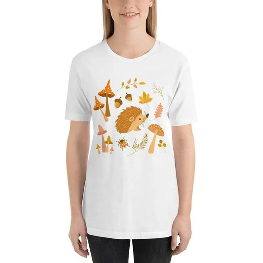 Enchanted Woodland Creature Women's T Shirt, Forrest Mushrooms Hedgehog Ladybug Leaves Plants Nature, Fairy Cottage Gift, Unisex T-Shirt, Gifts For Besties Her, Short Sleeve Tee Shirt, Women Gifts, Gifts For Birthday Fit Top