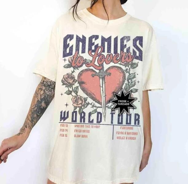 Enemies To Lovers Trope Shirt For Book Lovers Literary Shirt Light Academia Romantasy Bookstagram Shirt Booktok Merch Bookish Dark Romance