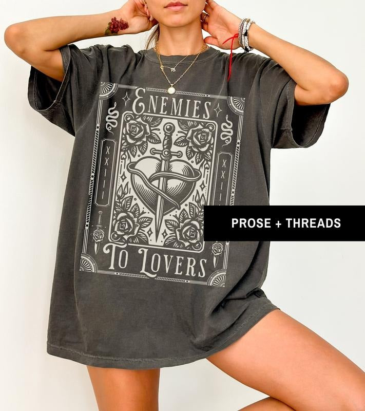 Enemies To Lovers Trope Tarot Card T-Shirt Literary Shirt Light Academia Shirt Romantasy Bookstagram Merch Tarot Shirt Booktok Merch Bookish