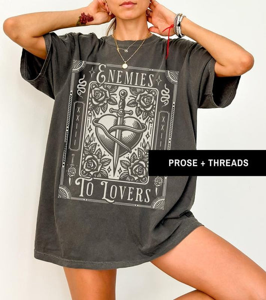Enemies To Lovers Trope Tarot Card T-Shirt Literary Shirt Light Academia Shirt Romantasy Bookstagram Merch Tarot Shirt Booktok Merch Bookish