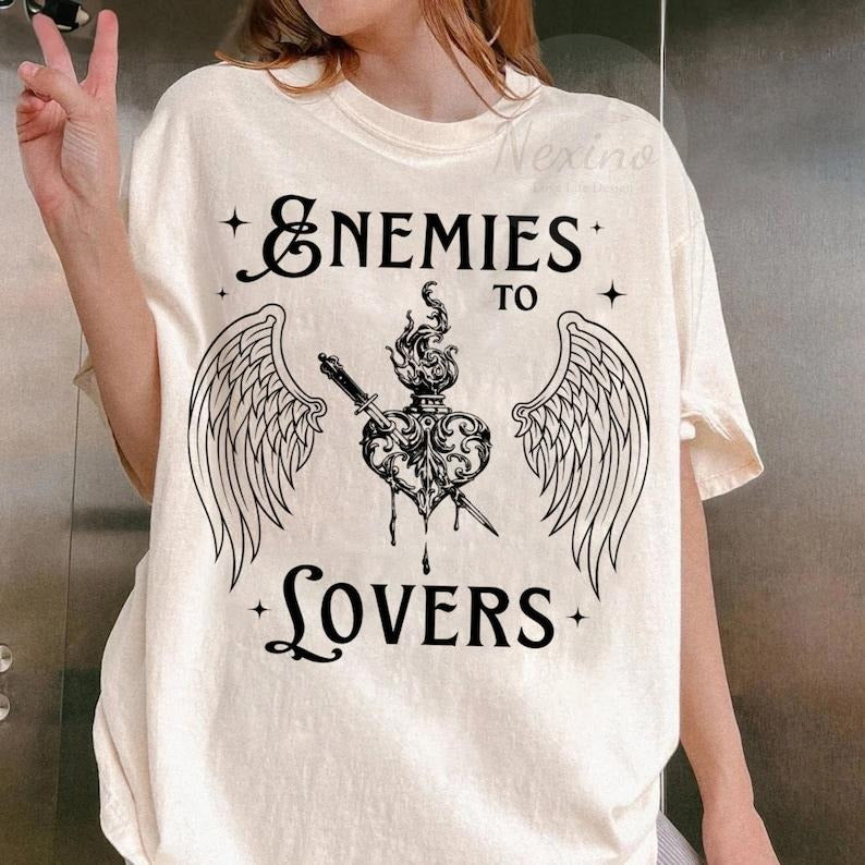 Enemies to Lovers Shirt, Morally Grey Shirt Romantasy Shirt Retro Reader Shirt Hot Girls Read Spicy Booktok Merch In My Bookish Era Smut Tee