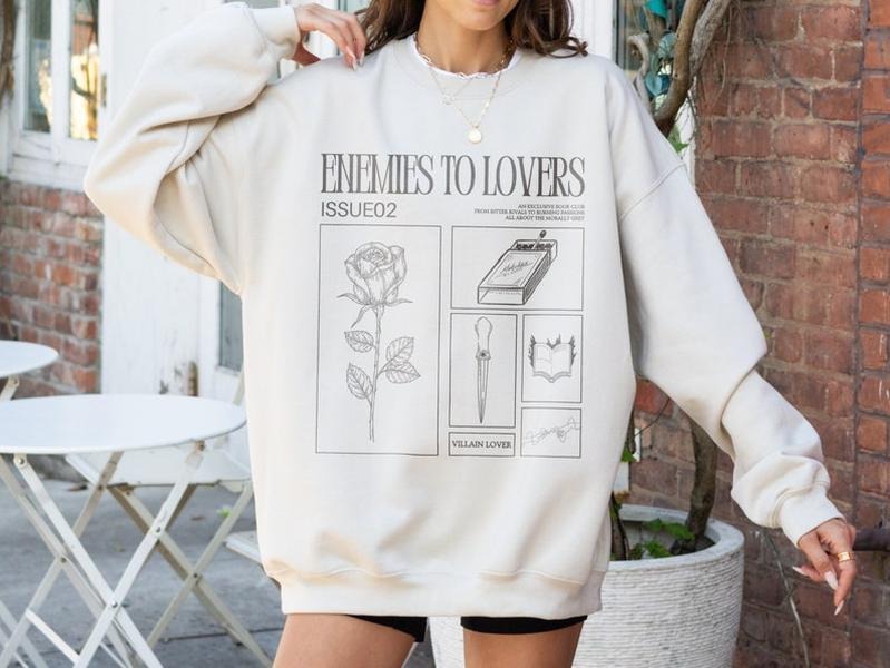 Enemies to Lovers Sweatshirt Retro Reader Sweatshirt Romantasy Sweatshirt Morally Grey Dark Romance Hoodie Smut Reader Spicy Booktok Shirt