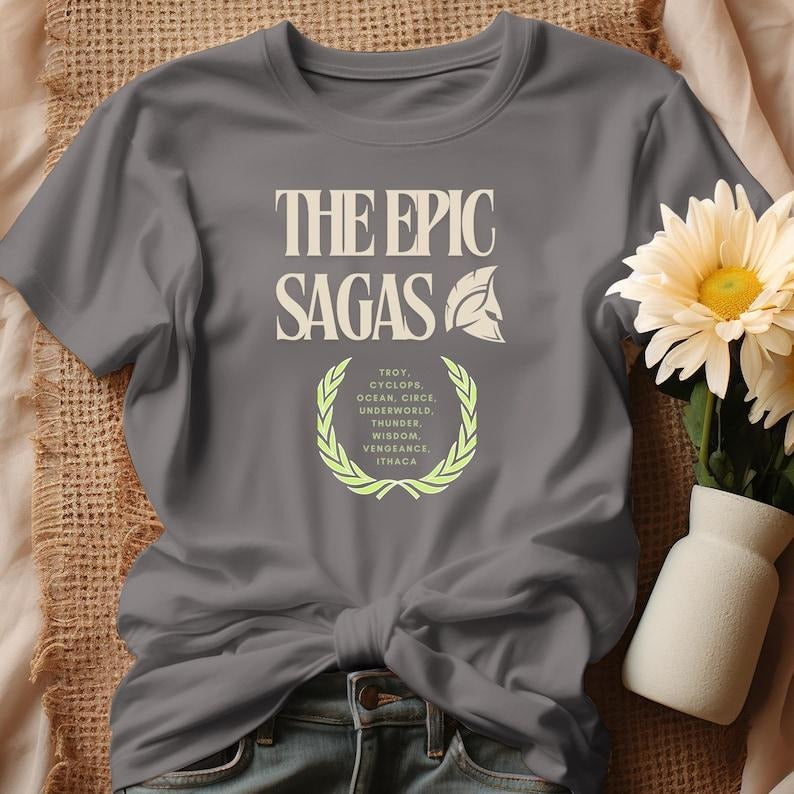 Epic Saga Unisex T-Shirt, gift idea Odysseus Musical Fan, ancient greece history, the odyssey, epic fan art, greek gods Cotton