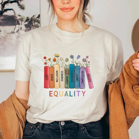 Equal Rights Shirt, Human Rights T-shirt, Equality Tee, Social Justice TShirt, Peace Love Sweatshirt, Diversity Tee, Bookish Gift, Floral Book Shirt