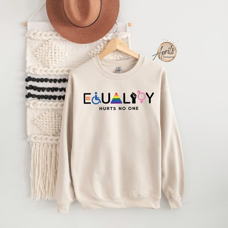 Equality Hurts No One T Shirt Hoodie Sweater, Equal Rights Hoodie, LGBTQ Sweatshirt, Rainbow Hoodie, Human Rights Shirt,...