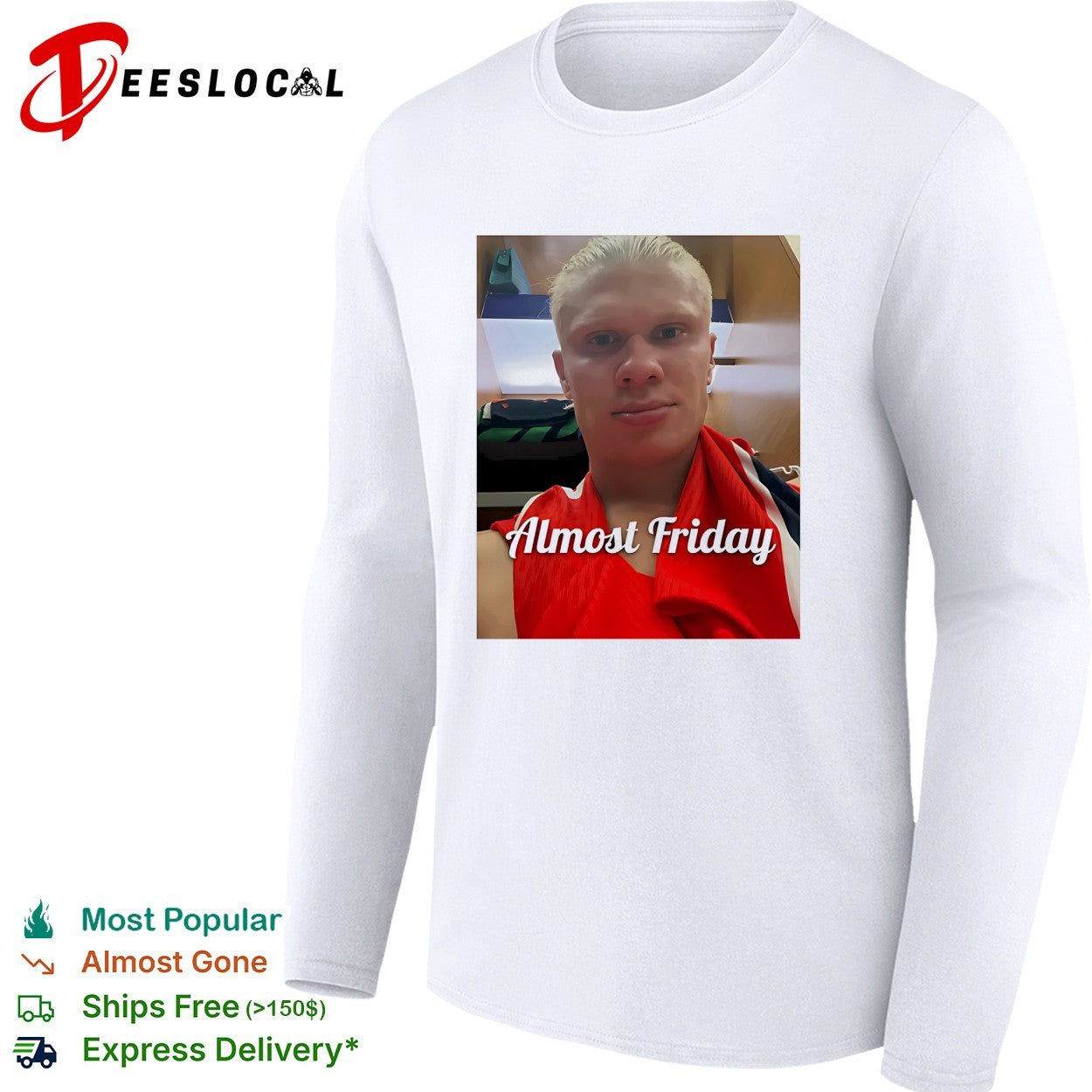 Erling Haaland locker room red jersey Almost Friday shirt