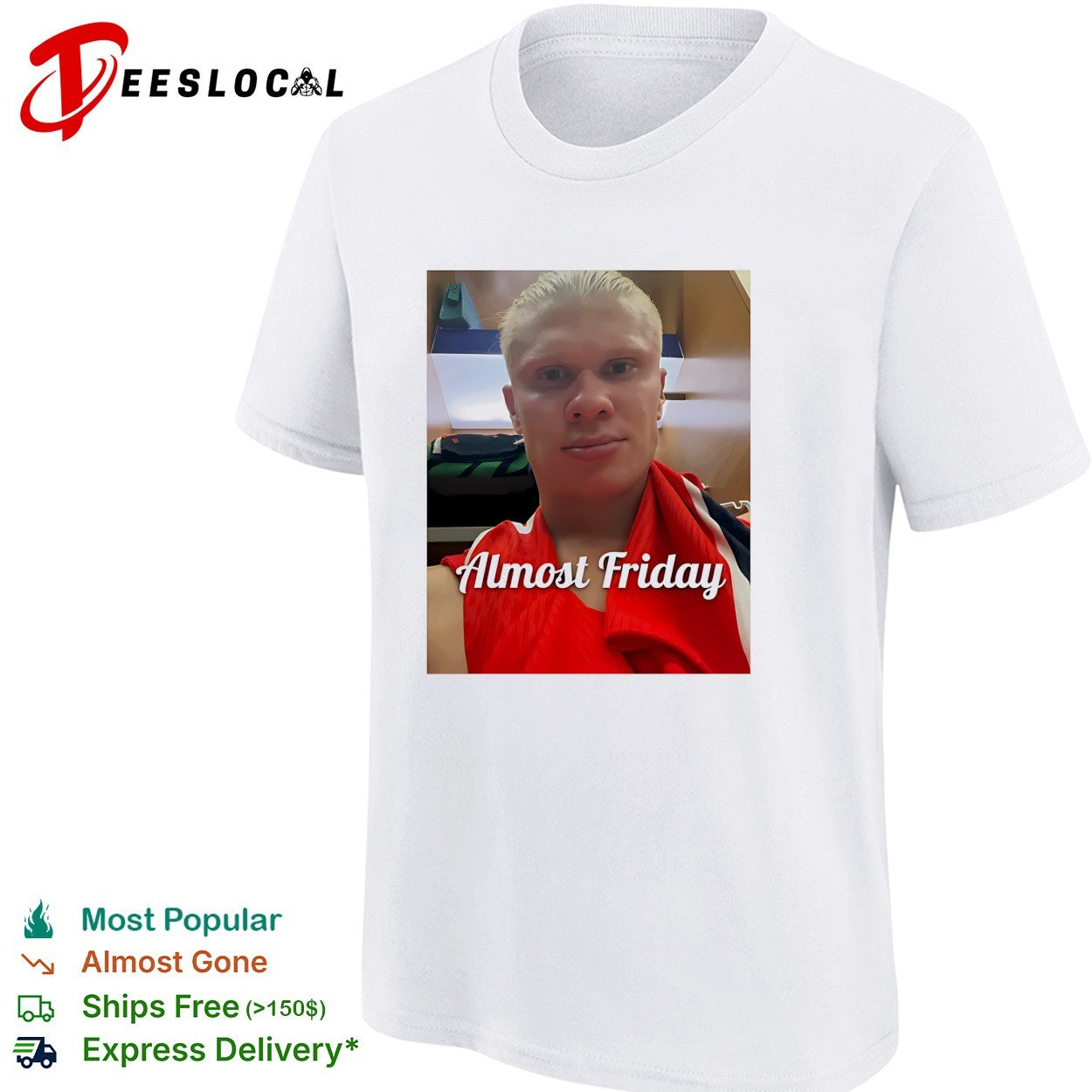 Erling Haaland locker room red jersey Almost Friday shirt