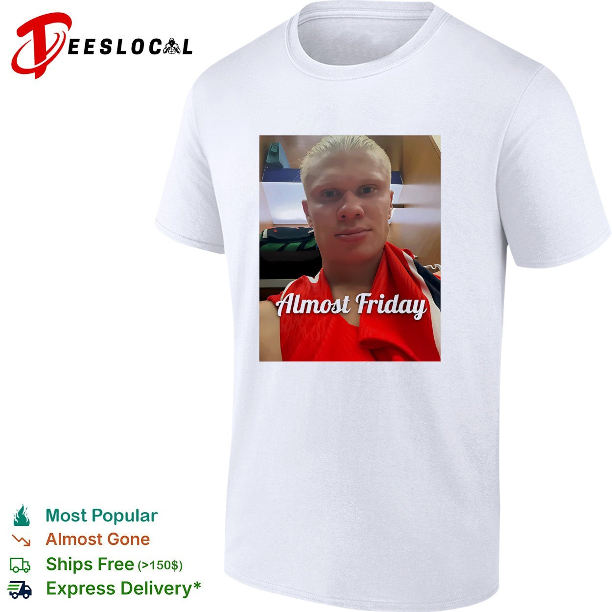 Erling Haaland locker room red jersey Almost Friday shirt