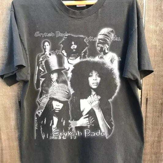 Erykah Badu Shirt, Erykah Badu Charcoal T-shirt Unisex S-5XL Cotton Menswear Cotton Menswear Cotton Menswear