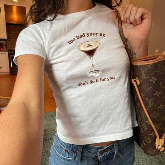 Espresso Martini Baby Tee, Espresso_Martini, Y2K Baby Tee, Coquett style Baby Tee, Girly Girl Casual Crewneck