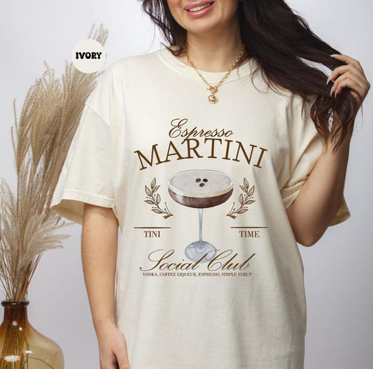 Espresso Martini Cocktail Club Shirt Old Money Aesthetic 2000s Clothing Retro Y2K Shirt 90s Nostalgia Downtown Girl Top Womenswear