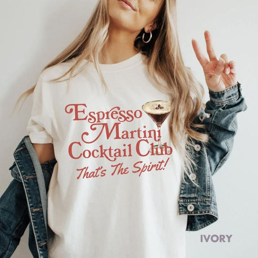 Espresso Martini Cocktail Club Shirt Old Money Aesthetic 2000s Clothing Retro Y2K Shirt 90s Nostalgia Downtown Girl