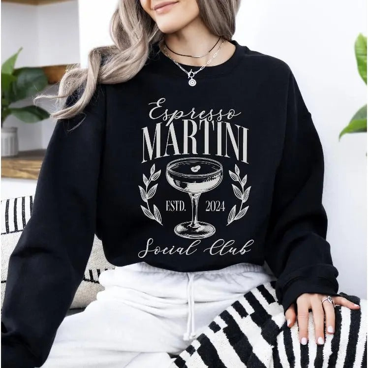 Espresso Martini Social Club Sweatshirt, Cocktail Club Crewneck, Trendy Aesthetic, Drinks Shirt, Tini Time