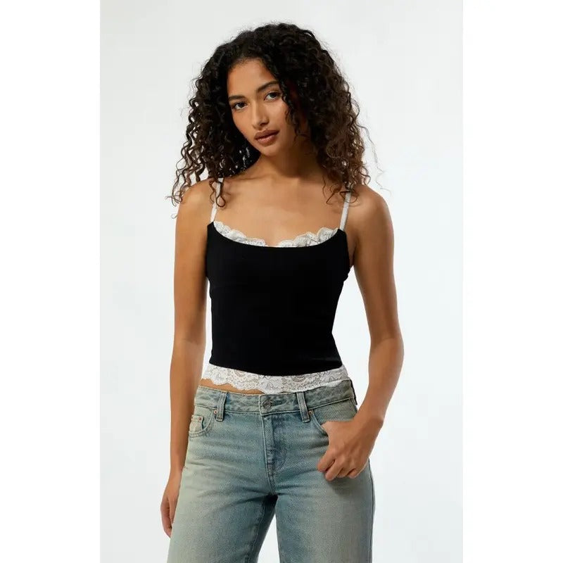 Est. PAC 1980 Women's Zoe Lace Trim Tank Top