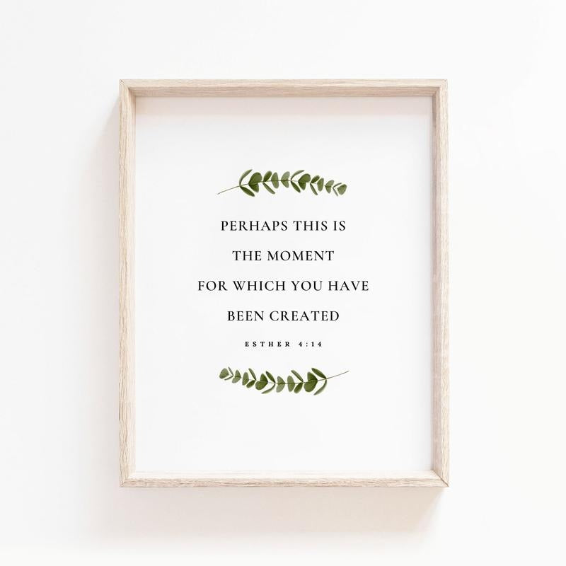 Esther 4:14 Bible Verse Print, Botanical Scripture Wall Art, Christian Nursery Wall Decor Print, Gifts For Men Women Art Prints, Poster Prints No Frame, Wall Hanging Decor, Abstract Wall Art, Gifts For Birthday Christmas Landscape Ornaments