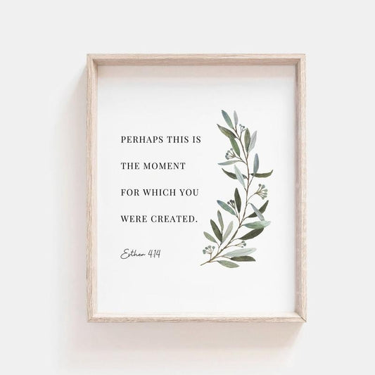 Esther 4:14 Poster, Bible Verse Botanical Scripture Wall Art For Christian Home, Baptism Gift, Gifts For Men Women Art...
