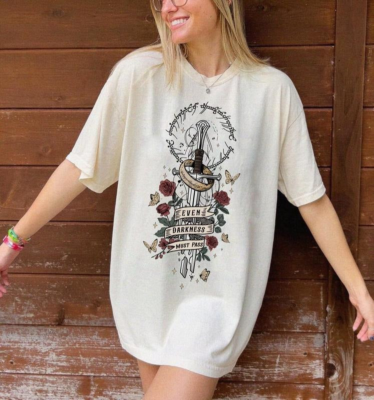 Even Darkness Must Pass T-Shirt, Rings of Movie Power T-Shirt, Lord of Movie Rings, Gift for Film Lover T-Shirt, I Am No Man Designs,Booktok Tee