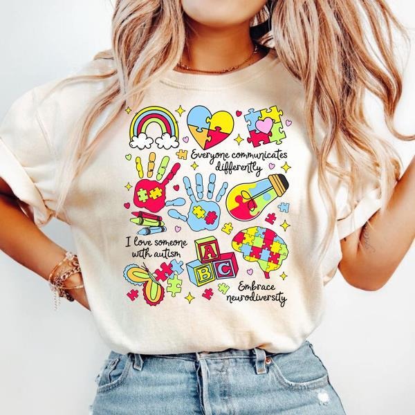 Everyone Communicates Differently Shirt, Autism Shirt, Autism Month Shirt, Autism Mom Shirt