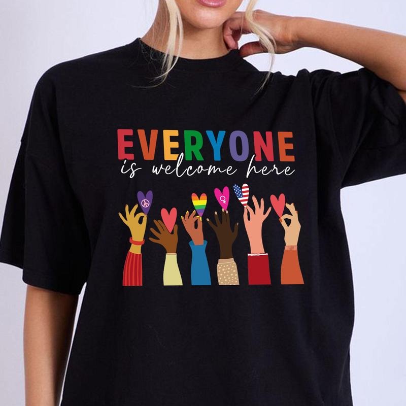 Everyone Is Welcome Here Shirt, LGBT Shirt, Support Lgbt, LGBT Love Shirt, Pride Month Tee, Lgbt Rainbow, Lesbian Shirt, Gay Pride Tee, Cotton Tshirt