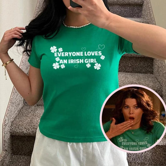 Everyone Loves An Irish Girl Baby Tee, St Patrick's Day Baby Tee, Lorelai Gilmore Inspired Shirt, Lucky Shamrock Baby Tee, Irish Girl T-Shirt