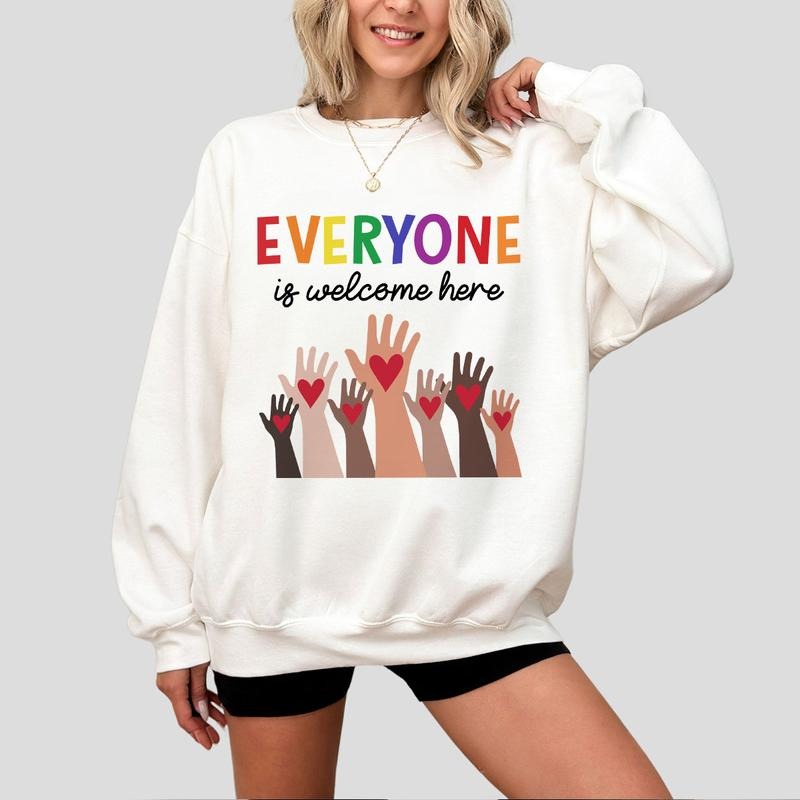 Everyone is Welcome Here Shirt for Teacher, Teacher TShirt, Inclusion and Equality, Teacher Life Tee, Gift For Teacher, School Shirt for Women, New Teacher Gifts, Teacher Appreciation