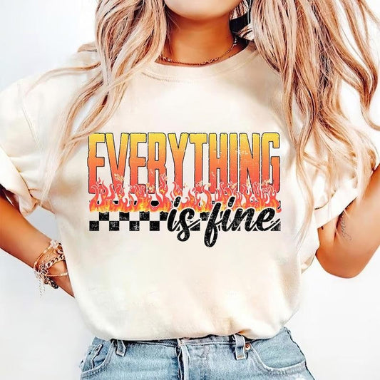 Everything Is Fine Stressed Mental Health Anti-Social Funny Sarcastic T-Shirt