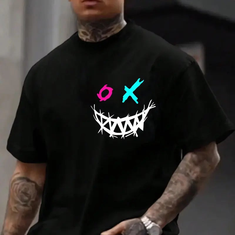 Evil Emoji Modern Style Black Print T-Shirt