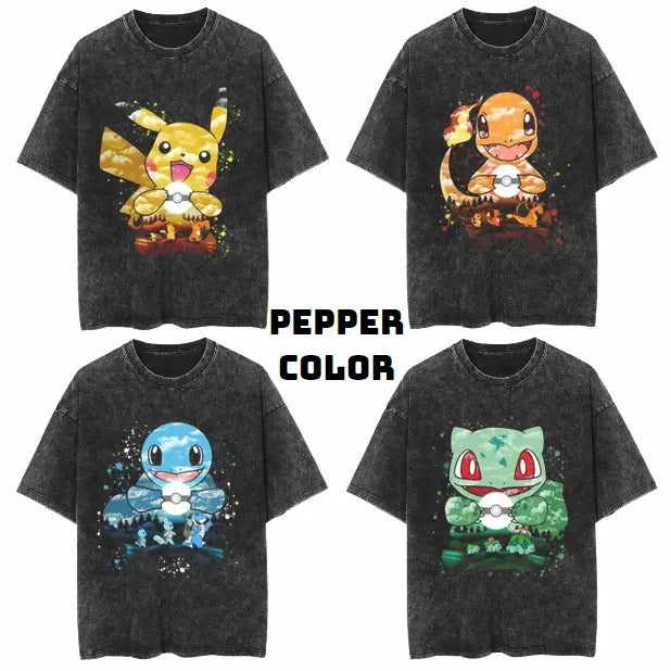 Evolution Painting Vintage Tee, Charmander T-Shirt, Pokemon Shirt, Vintage Graphic Tees, Unisex Anime Manga Shirt Top Menswear Womenswear Streetwear