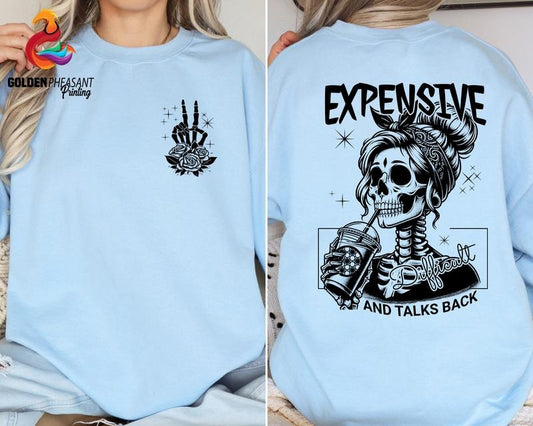 Expensive Difficult And Talks Back Shirt Sarcastic Mom Shirt Trendy Back And Front Shirt Funny Wife Shirt Mothers Day Gift Mom Life Tee TK43GN