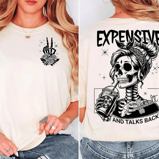 Expensive Difficult And Talks Back TShirt, Sarcastic Wife Shirt, Skeleton Ice Coffee Tshirt, Funny Skeleton Shirt, Sarcastic Wife Shirt, Gift For Her