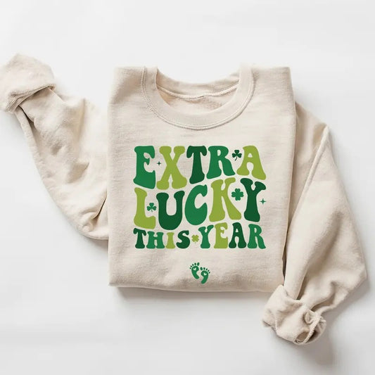 Extra Lucky This Year Sweatshirt, St Patrick's Day Pregnancy Reveal, Pregnancy Announcement Sweatshirt, Mom To Be Sweatshirt, Shamrock Shirt
