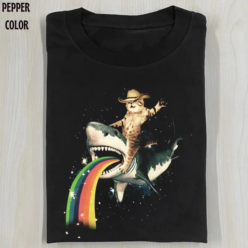 FANTASY COWBOY KITTEN TEE, Cat tee, Meme Funny Vintage graphic 90' Graphic tee Womenswear Top