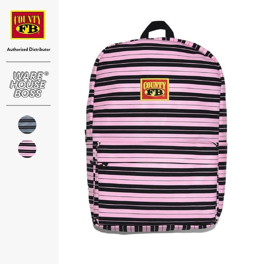 FB COUNTY Backpack with 15 Inch Laptop Sleeve FBCOUNTY Lightweight Stylish Durable Hip Hop Harem Striped Design Pink Black