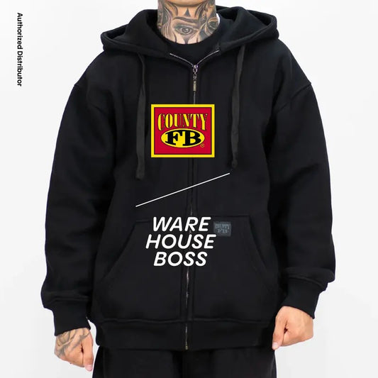 FB COUNTY Men's Heavyweight Full Zipper Hoodie Oversized Hooded Full Zip Jackets with 2 Pockets Comfy Fleece Jackets Hip Hop Harem Menswear Coats Casual