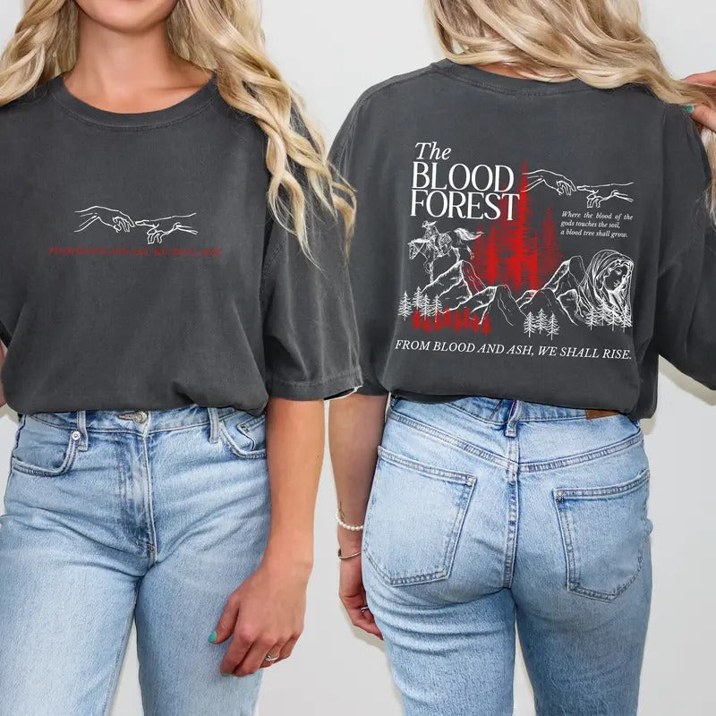 FBAA Comfort Colors Tee, From Blood And Ash, Poppy Castle Da'Neer, Flesh and Fire, Book Shirt Booktok Merch, Bookish T-shirt, Romantasy, Fantasy Reader, Gift Womenswear Crewneck Cotton Fabric Outfit