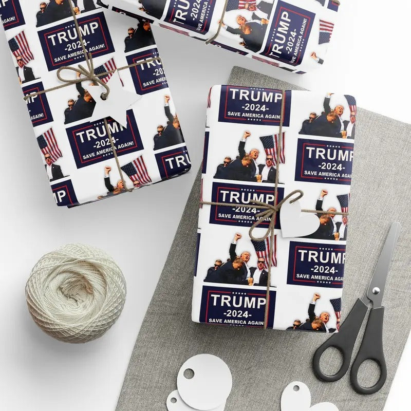 FIGHT Trump Wrapping Paper Trump Fan Gift Wrap featuring the iconic photo
