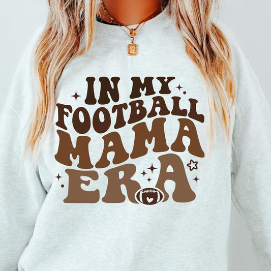FOOTBALL MAMA ERA CLUB CREWNECK ( FOOTBALL CREWNECK CASUAL CREWNECK SWEATSHIRT, RUNS TRUE TO SIZE GO UP ONE SIZE FOR THE OVERSIZED LOOK CASUAL WEAR HOLIDAY APPAREL) Fit Womenswear Everyday Hoodie Style Tops Cotton