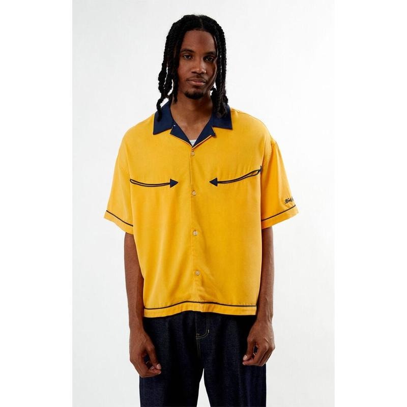 FORD Men's Sunset Yellow Woven Camp Shirt Hoodie, Sweatshirt | WearSparks.com