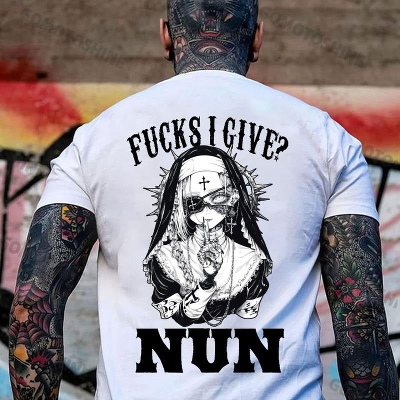 FUCKS I GIVE NUN Evil Tattooed Nun Print Men's T-Shirt