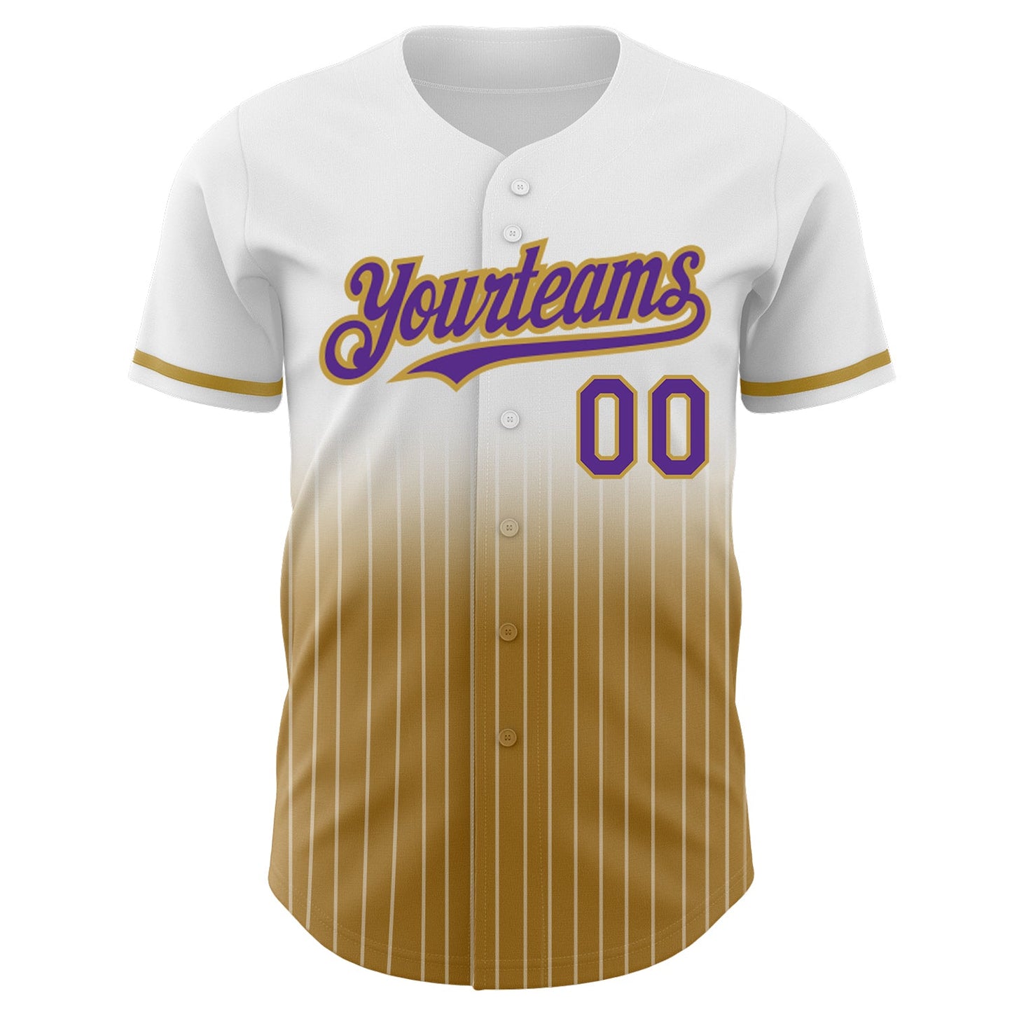 Custom White Pinstripe Purple-Old Gold Authentic Fade Fashion Baseball Jersey