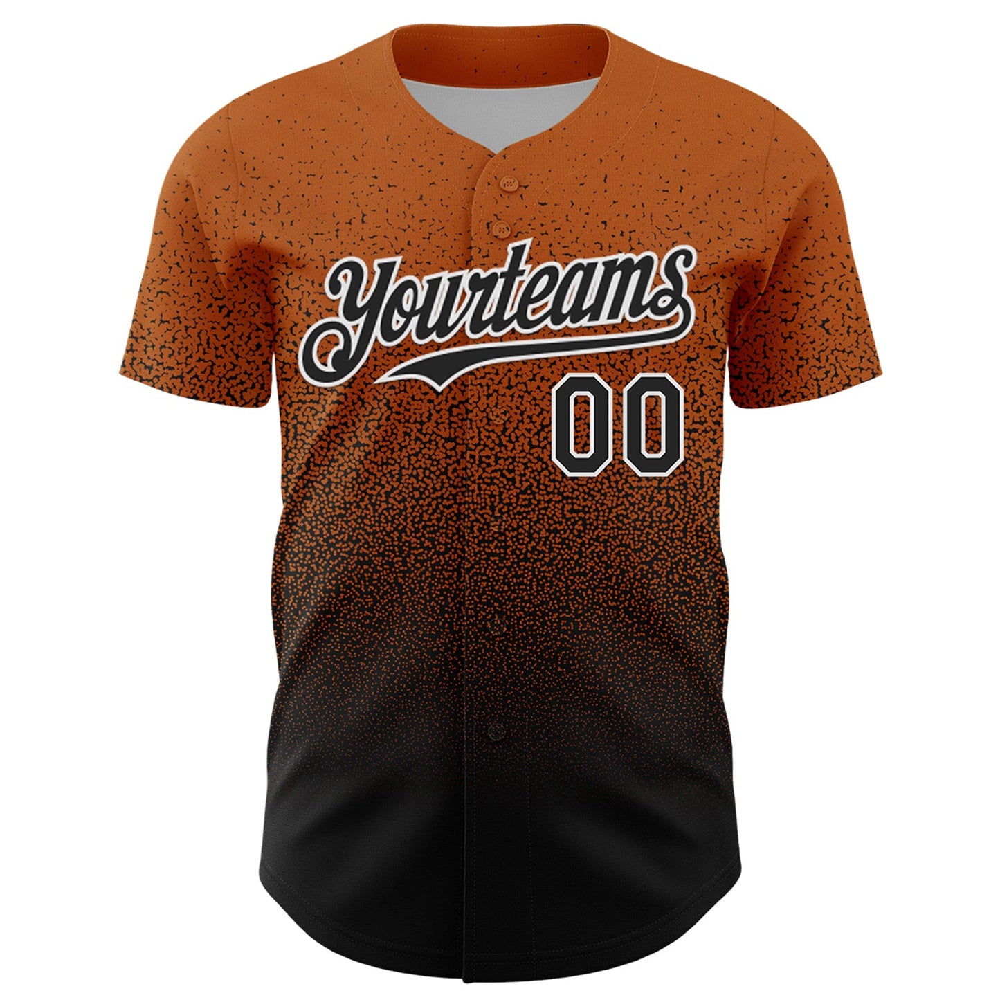 Custom Bay Orange Black-White Fade Fashion Speckle Authentic Baseball Jersey