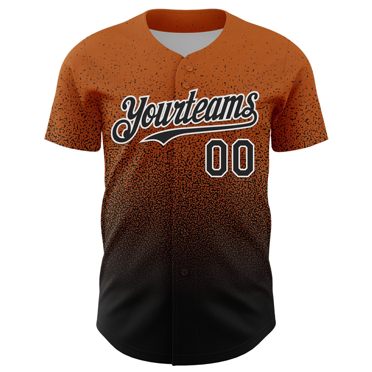 Custom Bay Orange Black-White Fade Fashion Speckle Authentic Baseball Jersey