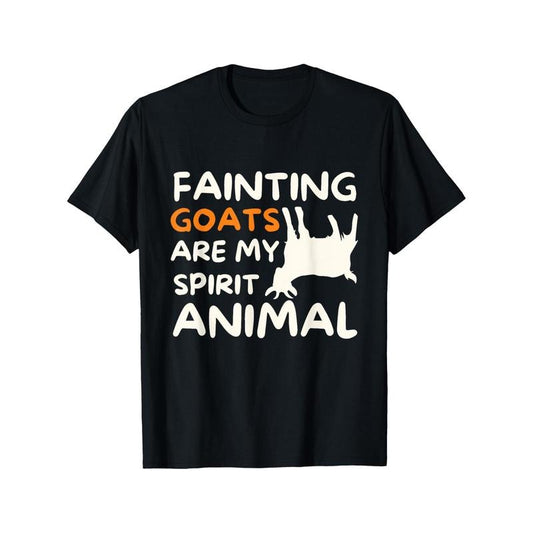 Fainting Goats Are My Spirit Animal - Funny Goat Lover T-shirt Comfortable, Casual Short Sleeve, Daily Wear, All Season, Black, Men Made in USA