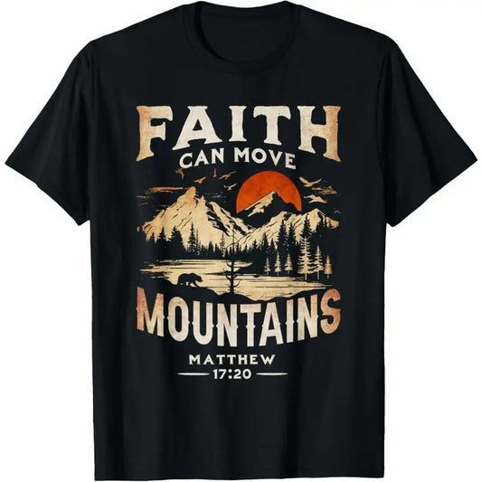 Faith Can Move Mountains Classic Art Western Matthew 17:20 T-Shirt Made in USA