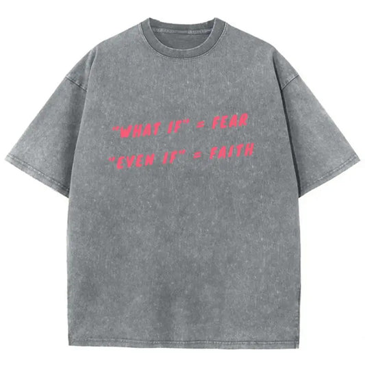Faith Fear Unisex Washed T-Shirt, Christian Tshirts, Christian Jesus  t shirts, Vintage 90s Graphic Tee Gift Cotton Top, Mineral color
