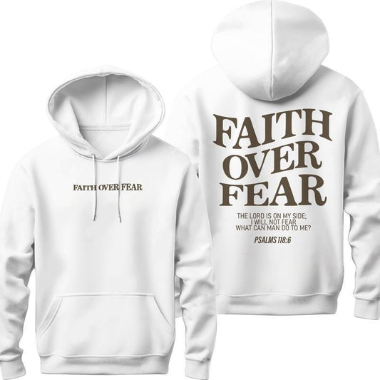 Faith Over Fear Christian Hoodie Christian Hoodie Jesus Hoodie Trendy Hoodie Bible Verse Shirt Aesthetic Clothes Aesthetic Hoodie; Hoodie  Cotton Menswear Polyester Tops Classic Embroidered